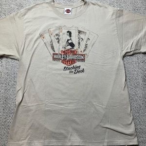 Harley Davidson Pinup Girl Gambling XL T Shirt